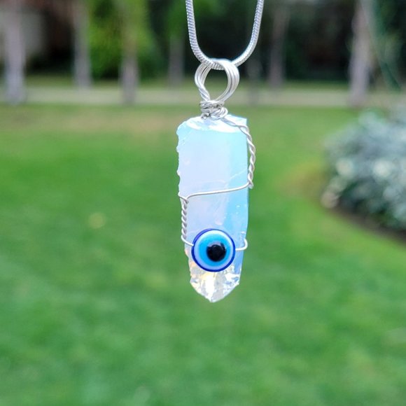Opal Evil Eye Pendant - Picture 10 of 14
